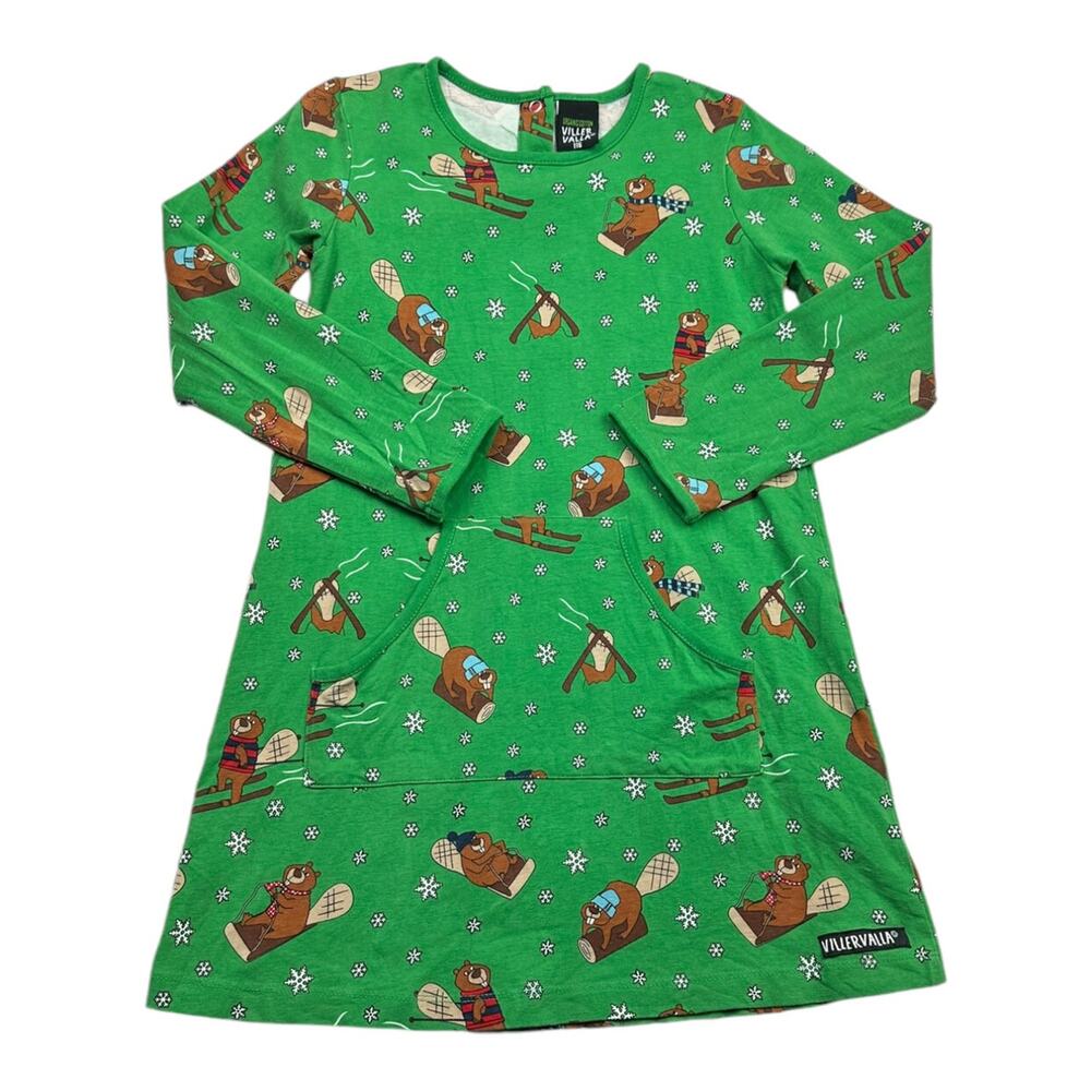 Girl's Villervalla Beaver Print Dress Size 6